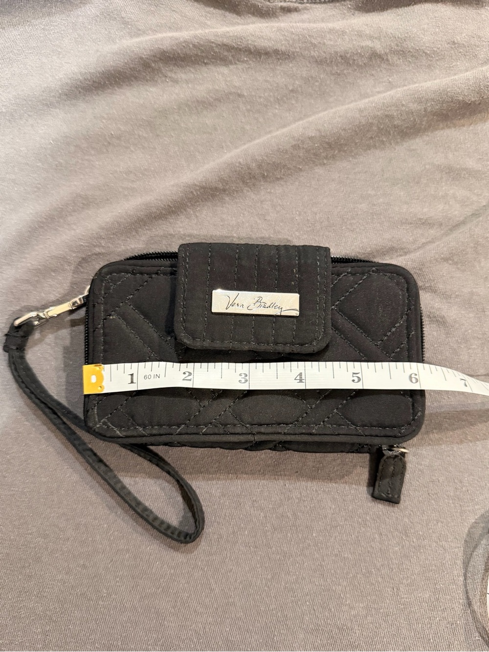 Vera Bradley Black Quilted Wristlet Wallet with Metal Logo